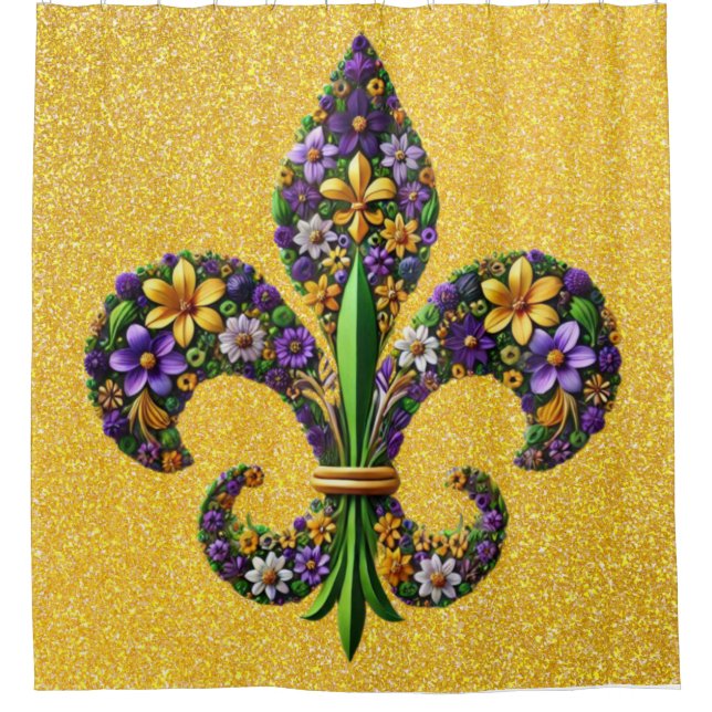 Floral Mardi Gras Lilie Duschvorhang (Vorderseite)