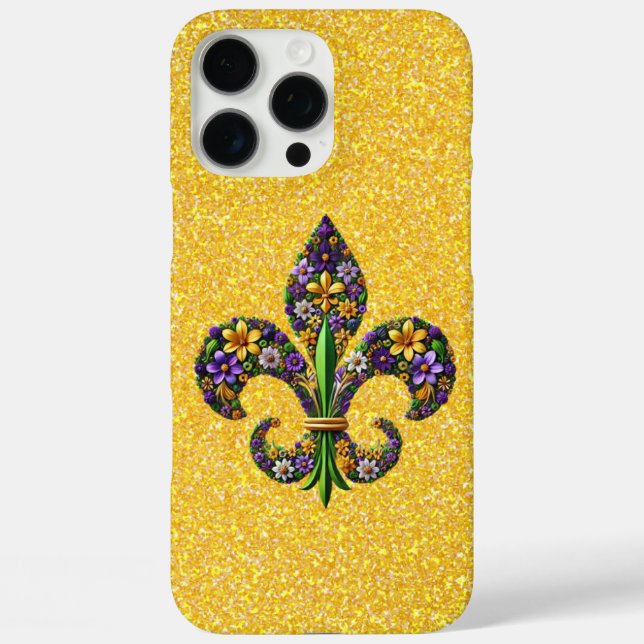 Floral Mardi Gras Lilie iPhone 16 Pro Max Hülle (Rückseite)