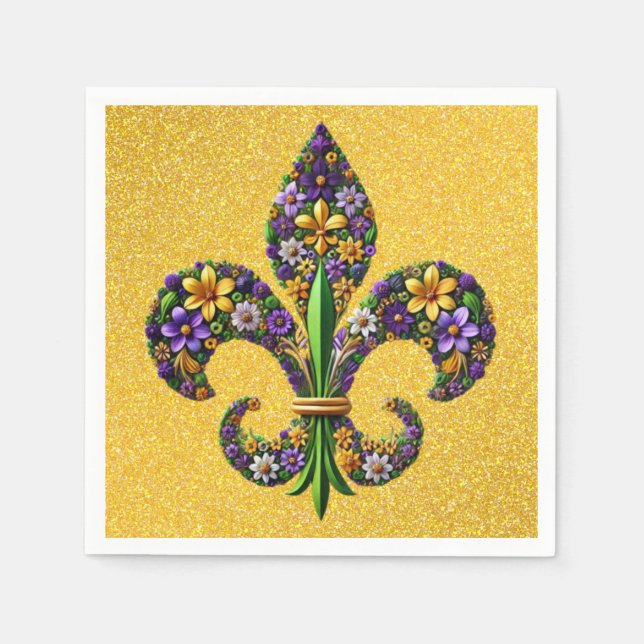 Floral Mardi Gras Lilie Serviette (Vorderseite)