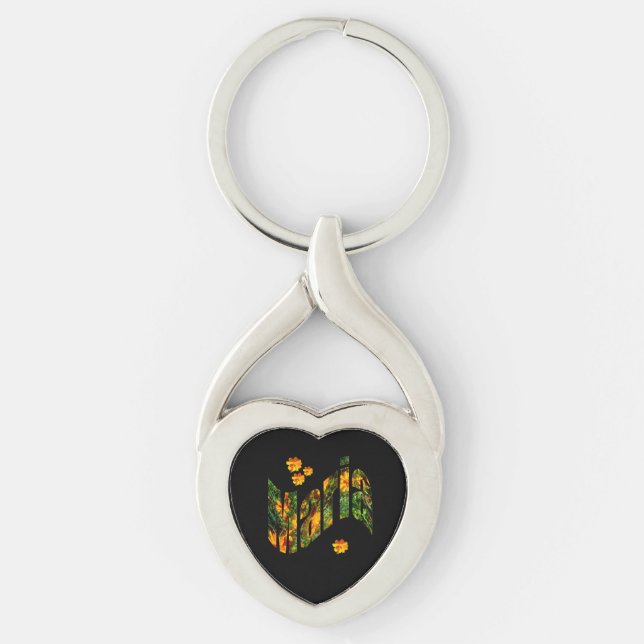 Floral Maria Name, Keyring Schlüsselanhänger (Vorderseite)