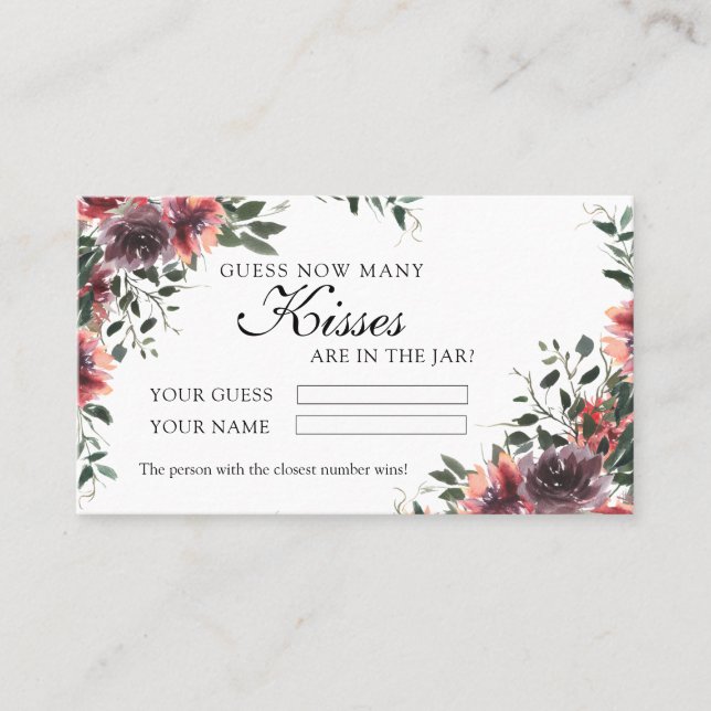 Floral Mariage Combien de baisers Douche Carte de  (Devant)