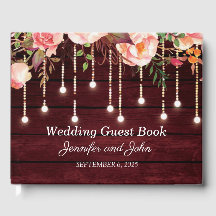 Floral Maroon Wooden Rustikale Hochzeit