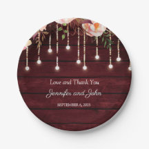 Floral Maroon Wooden Rustikale Hochzeit