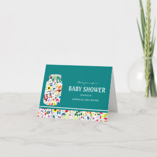 Floral Mason Jar Babydusche Einladung