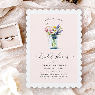 Floral Mason Jar Brautparty Einladung