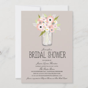 Floral Mason Jar Brautparty Einladung