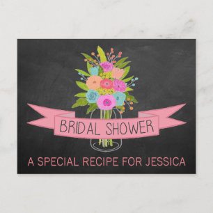 Floral Mason Jar Brautparty Rezept Karten