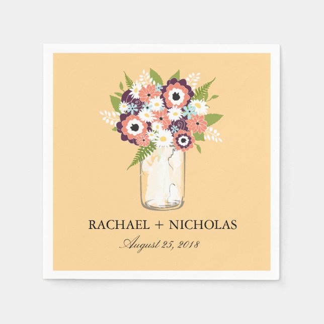 Floral Mason Jar | Hochzeit Serviette (Vorderseite)