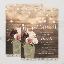 Floral Mason Jar & Lights Rustikale Country Bridal Einladung