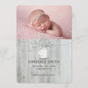 Floral Mason Jar Rustic Newborn Baby Foto Birth Ankündigung