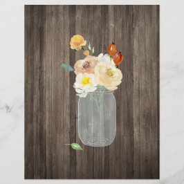 Floral Mason Jar & Wood Scrapbook Paper