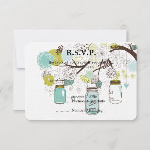 Floral Mason jarres mariage RSVP