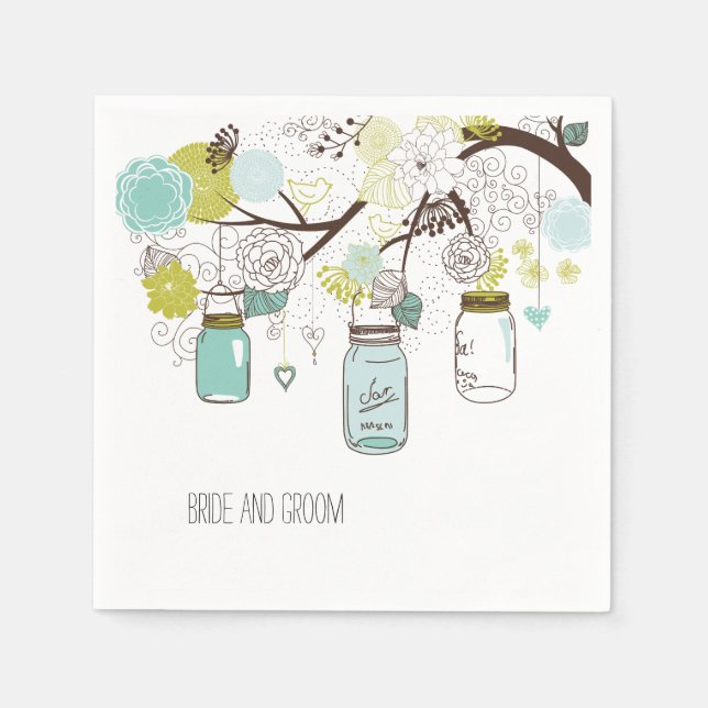 Floral Mason Jars Serviette (Vorderseite)