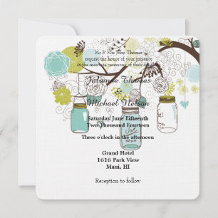 Floral Mason Jars Wedding Einladung