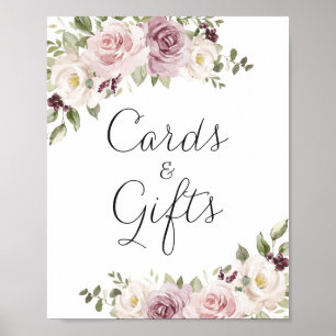 Floral Mauve Blush Elegante Hochzeitskarten Gesche Poster