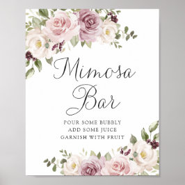 Floral Mauve Blush Elegante Wedding Mimosa Bar Poster