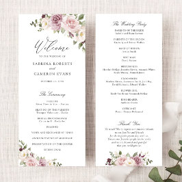 Floral Mauve Blush Greenery Elegante Script Weddin Programm