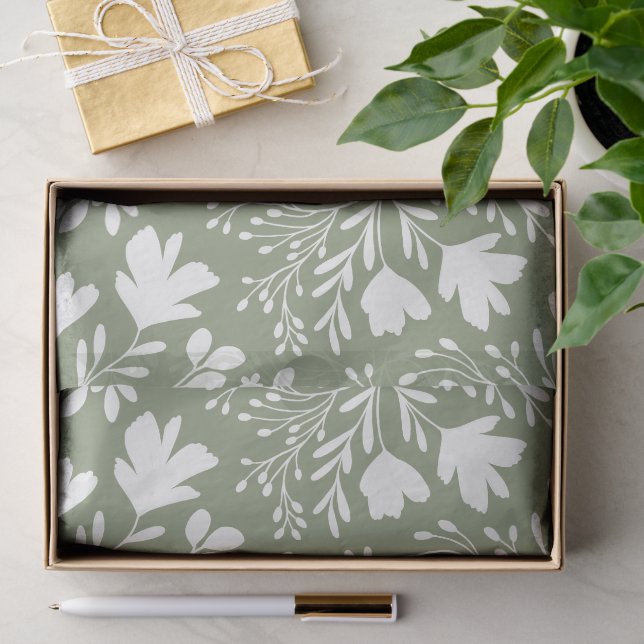 Floral Meadow Dreams Botanical Silhouettes sage Seidenpapier (Geschenk)