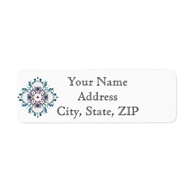 Floral Medallion Aquamarin Jubiläum Rücksendeadres (Vorne)