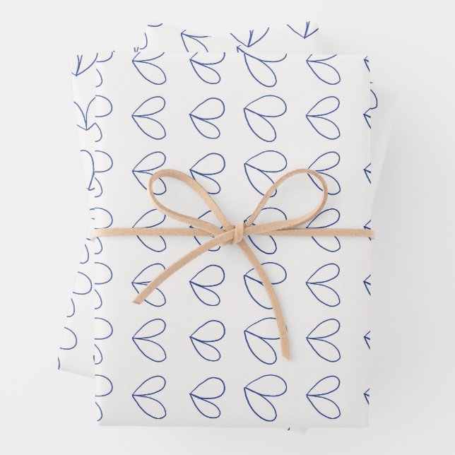 Floral medley outline in blue geschenkpapier set (Beispiel)