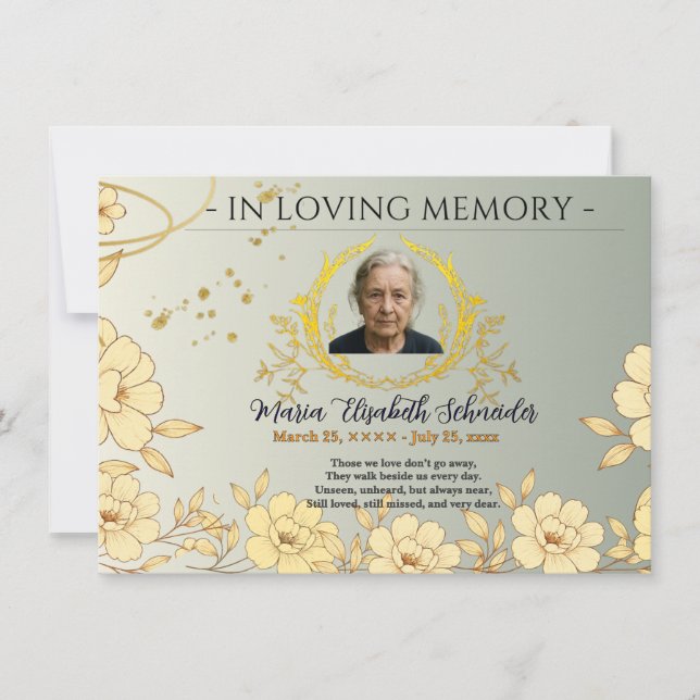 Floral Memorial Card - Sympathy keepsake  Dankeskarte (Vorderseite)