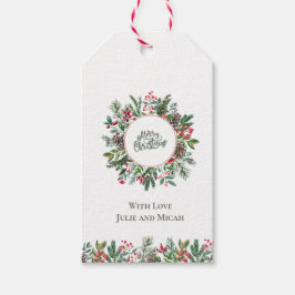 Floral Merry Christmas Geschenkanhänger