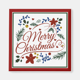 Floral Merry Christmas Magnet