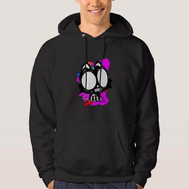 Floral Mexican Cat Day of the Dead Dia De Muertos  Hoodie (Vorderseite)