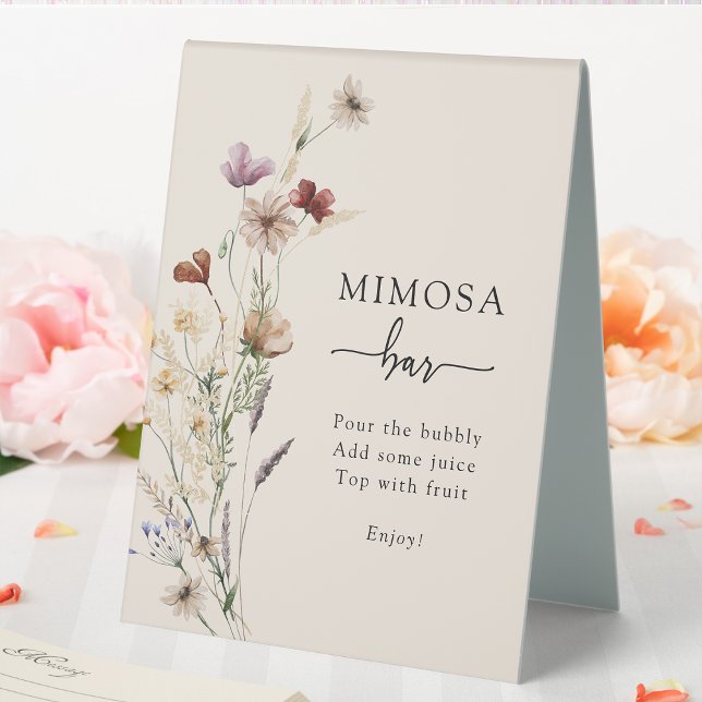 Floral Mimosa Bar Zent Sign Tischaufsteller (Floral Mimosa Bar Tent Sign by Painted Paperie
)