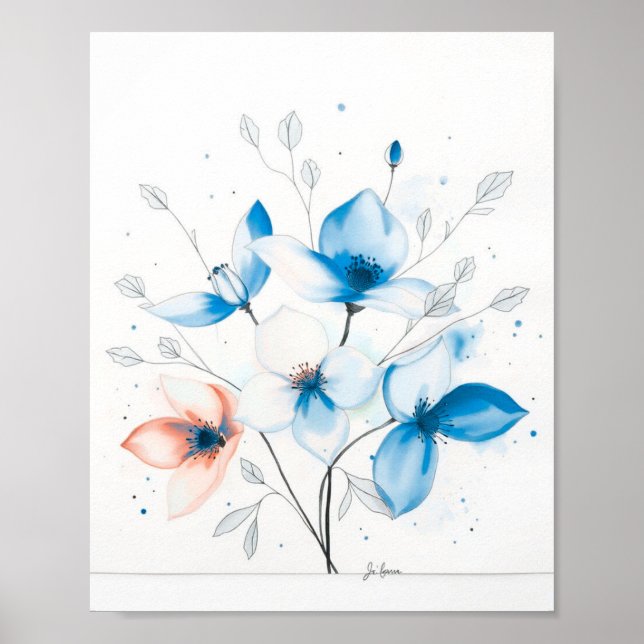 Floral Minimalist Abstract Line Art Poster (Vorne)
