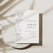 Floral Minimalist Bridal Shower Invitation 