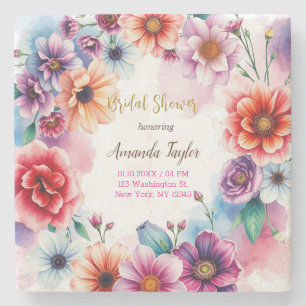 Floral-minimalistische Kalligrafie-Karte für Braus Steinuntersetzer