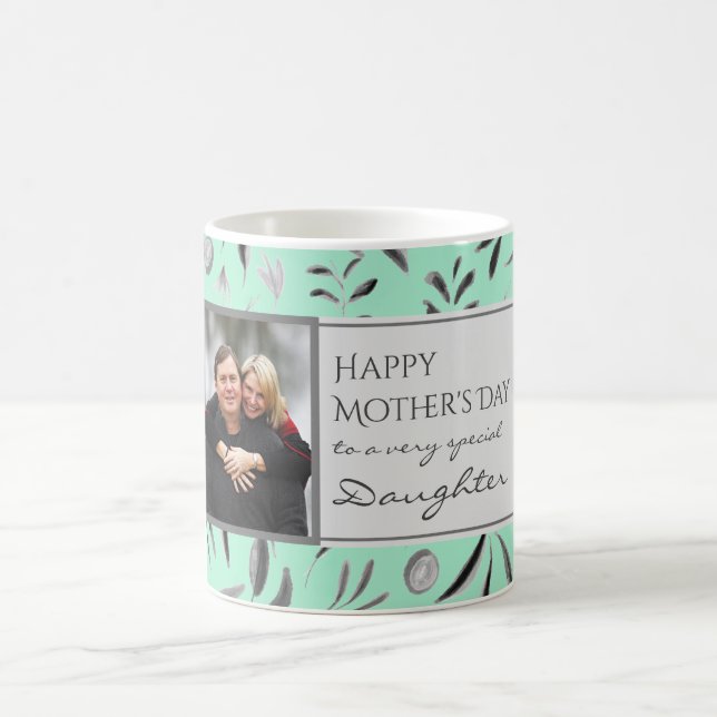 Floral MINT Happy Mother Day DAUGHTER Foto Kaffeetasse (Mittel)