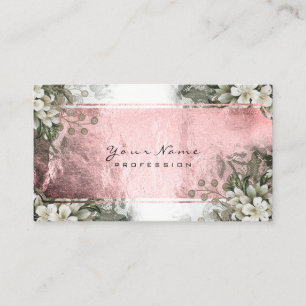 Floral Minze Grün Rosa Rose White Gold Visitenkarte