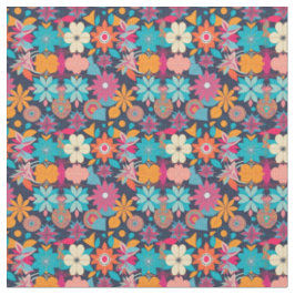 Floral mit geometrischen Formen der 60er Jahre Stoff