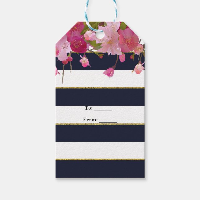 Floral mit Imitate Gold Glitzer Moderner Chic Geschenkanhänger (Vorderseite)