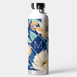 Floral mit Monogramm Trinkflasche