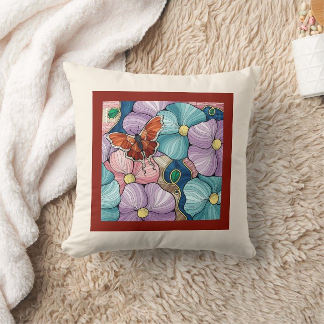 Floral mit Schmetterling Kissen (Decke)