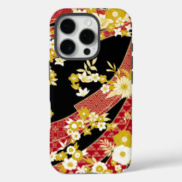 Floral Mix Kimono Muster iPhone 16 Pro Hülle
