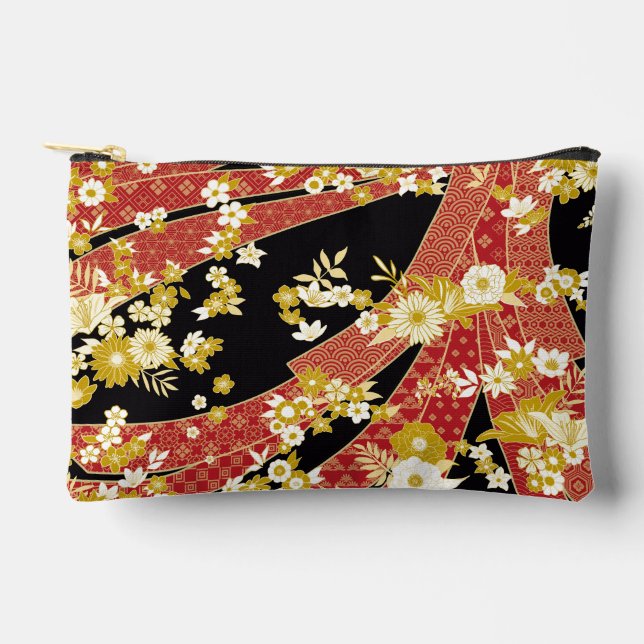 Floral Mix Kimono Muster Zubehörtasche (Vorderseite)