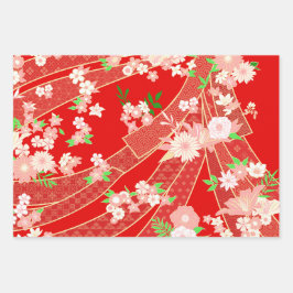 Floral Mix Kimono Pattern Chistmas Ed. Geschenkpapier Set
