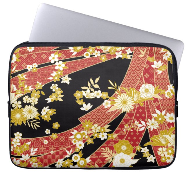 Floral Mix Kimono Pattern Laptopschutzhülle (Vorderseite)