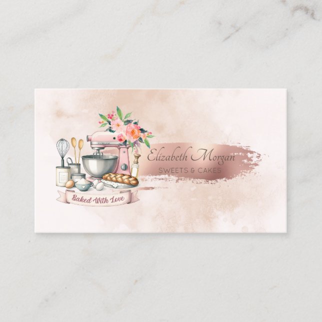 Floral Mixer Brush Stroke Wasserfarbe Visitenkarte (Vorderseite)
