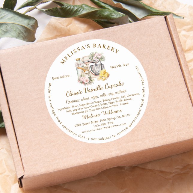 Floral Mixer Etikett Hütte Bäckerei Verpackung Runder Aufkleber (Von Creator hochgeladen)