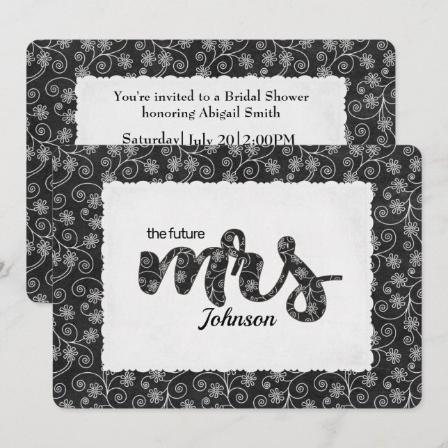 Floral Mme Fête des mariées Invitation (Devant / Derrière)