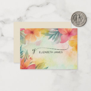 Floral Modern Elegante Script Monogram Initials Mitteilungskarte