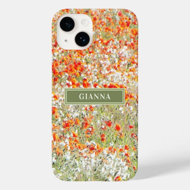 Floral Modern Girly Wild Blume Stilvoller Name Case-Mate iPhone 14 Hülle (Rückseite)