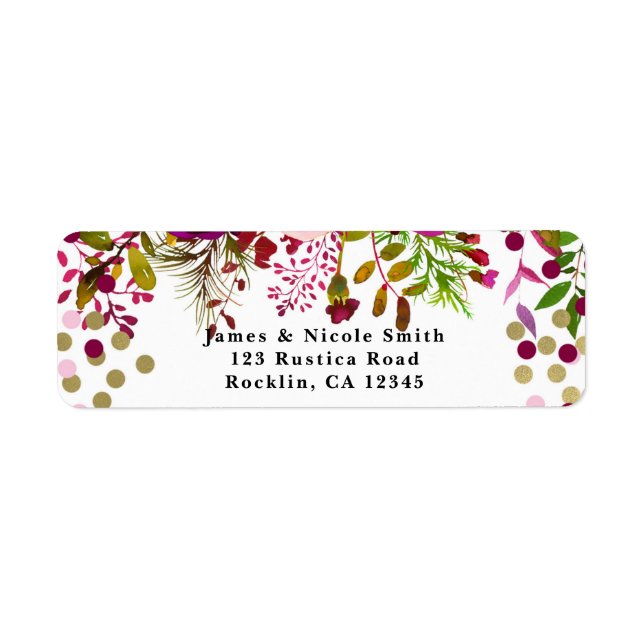 Floral Modern Gold Burgundy Bold Brautparty (Vorne)