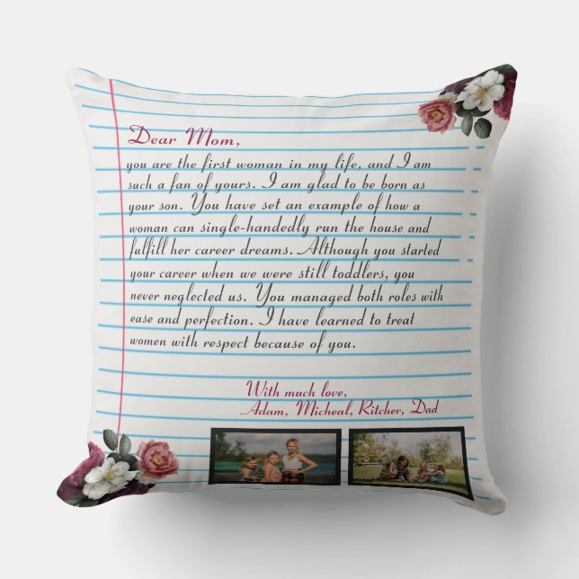 Floral Modern handgeschriebener Liebe Mama-Nachric Kissen (Vorderseite)