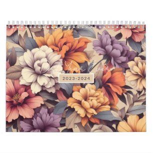 Floral modern orange mädchenhaft elegant 3 r kalender